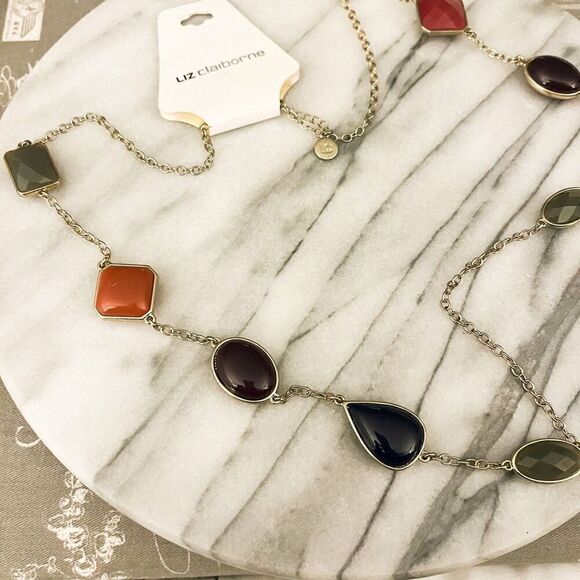 Liz Claiborne Necklace Multicolor Statement Long Classy Sophisticated - Picture 2 of 5